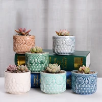 1pc owl shape flower pots ceramic crafts plants basin flowerpot desktop succulent planters cactus green bonsai planter ornaments