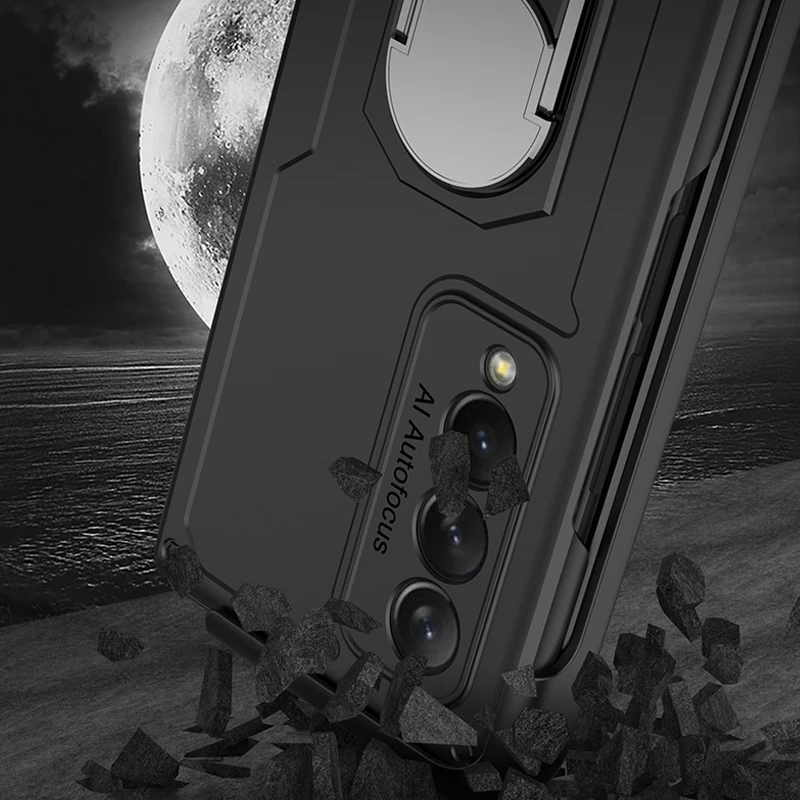 armor back clip protection phone case for samsung galaxy z fold 3 5g metal bracket hard plastic back cover for galaxy z fold 3 free global shipping