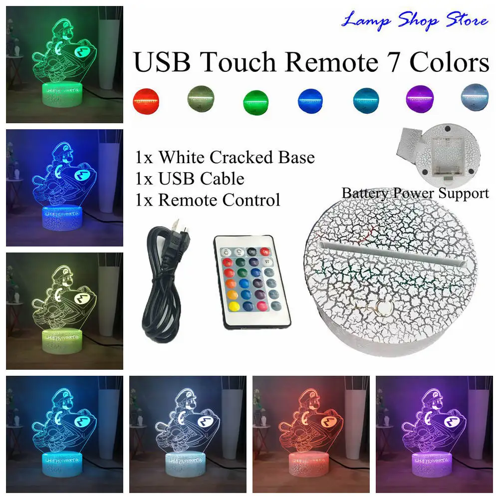 W-USB Remote 7 Color Новая иллюзия 3D милая лампа в виде Марио Новинка USB Touch 7 цветов Изменение светодиодный ночной Светильник для детей подарок - Испускаемый цвет: W-USB Remote 7 Color