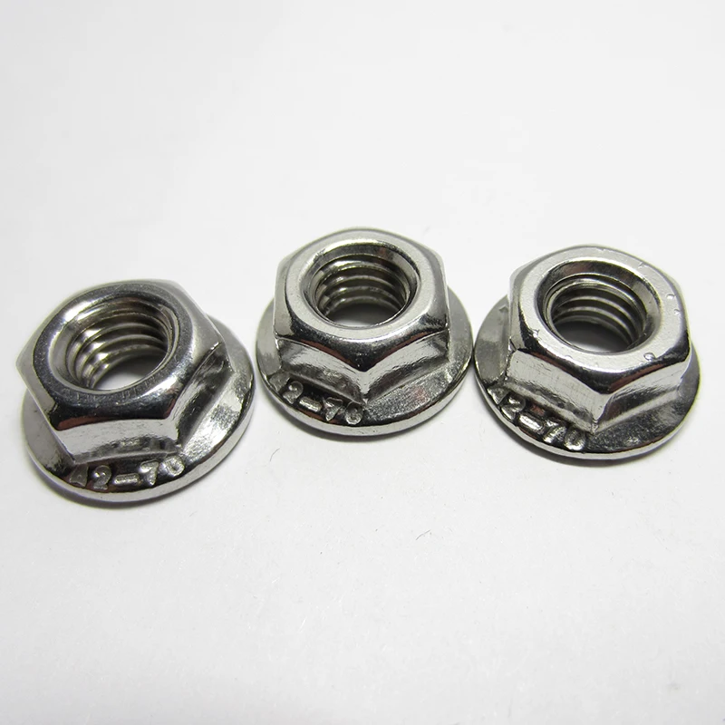 

1000/500/200/100 шт./лот M3 M4 M5 M6 M8 M10 M12 304 шестигранные фланцевые гайки из нержавеющей стали