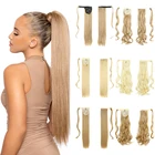 HF 24 дюйма длинный прямой конский хвост охватывающий конский хвост удлинение волос натуральный парик головной убор женская одежда