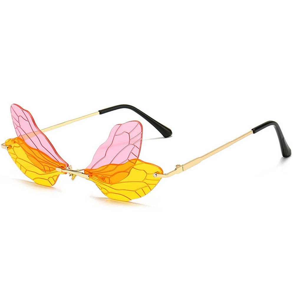 

Gafas Очки Солнечные Женские Sunglasses Women Rimless Fashion Vintage Dragonfly Steampunk Frameless Gradient Очки Декоративные