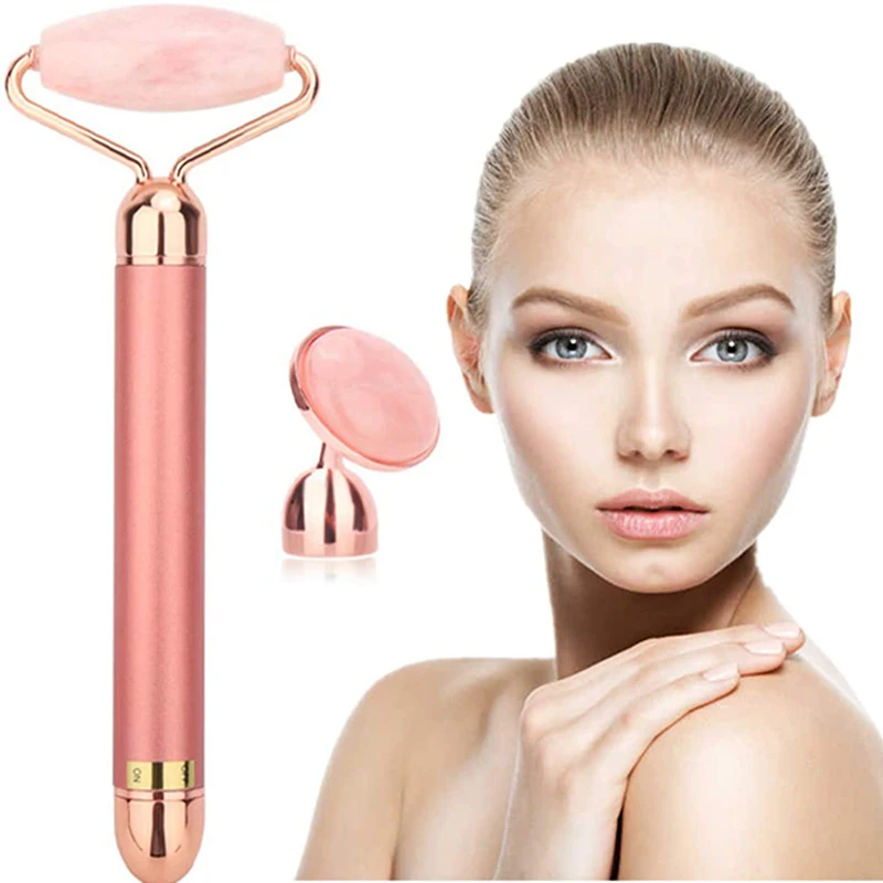 

2 in 1 Face Lift Jade Roller Kit Anti Aging Therapy Nephrite Stone Pink Rose Quartz Gua Sha Massage Set