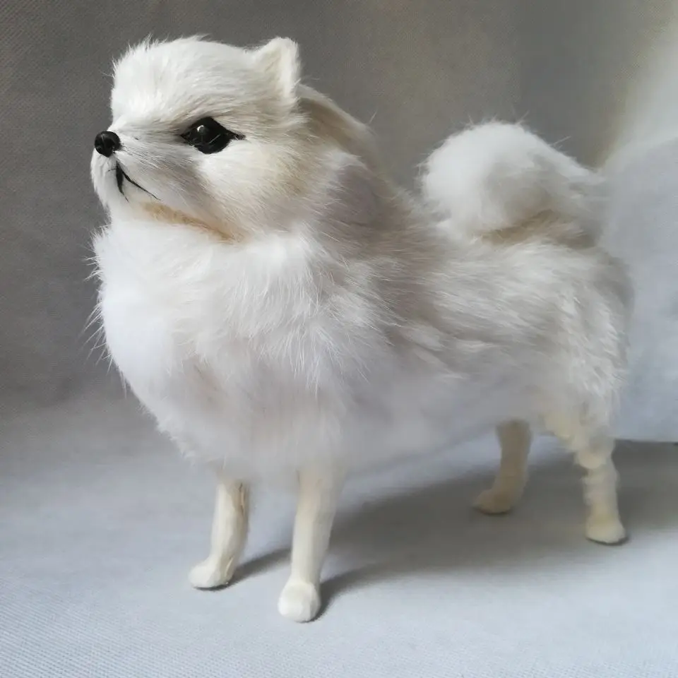 Модель жесткая для белой собаки 22x20 см померанский пластиковый и меховой ручная