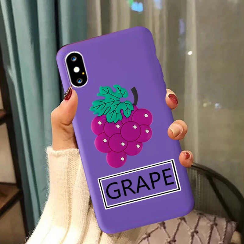 candy colored matte matte silicone soft shell phone case for iphone 11 pro xs max x xr 7 8 6 6s plus 3d fruit grape phone cover free global shipping