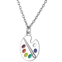 art students art school painting drawing board palette painter pendant oil painting necklace