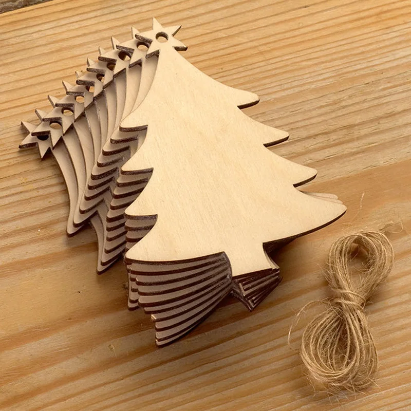 

10PCS 8CM Unfinished Wooden Ornaments Christmas Wood Hanging Embellishments Crafts for DIY, Christmas Hanging Decoration