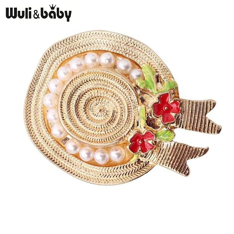 Женская брошь в форме шляпы Wuli & baby Классическая брошка из металлического сплава