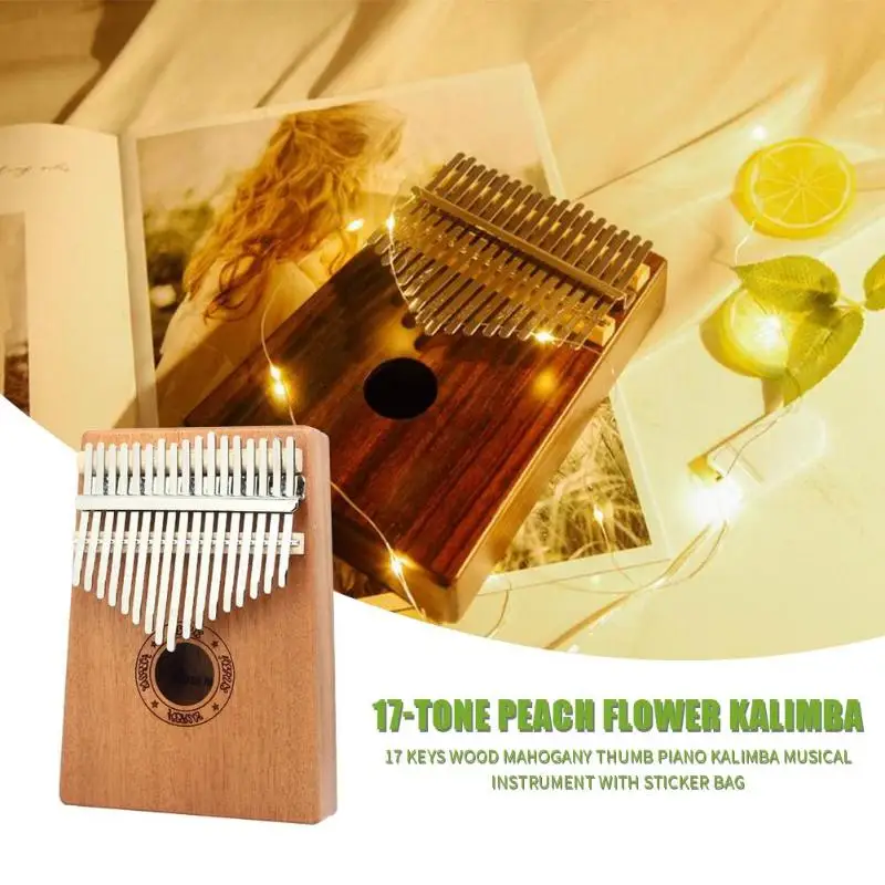 

Muspor 17 Keys Kalimba Wood Mahogany Thumb Piano Musical Instrument with Tuning Hammer Cloth Sticker Bag Kalimba Accessories