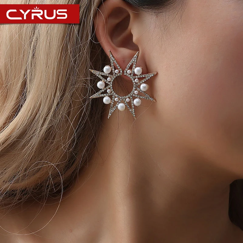 Женские серьги гвоздики в этническом винтажном стиле с астральным подсолнухом и