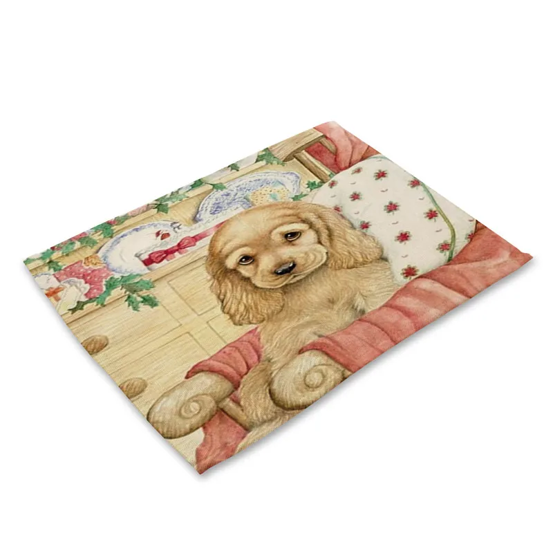 

Dog Placemat Fashion Cartoon Dogs Table Mat Creative Table Napkin For Wedding Kitchen Decor Placemat