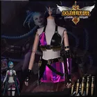 Лидер продаж! Игра LoL Crit лоли костюм Джинкс костюм Jinx; Два слоя кожи волшебный форма синий парики для волос для женщин, для девочек, одежда для вечеринки