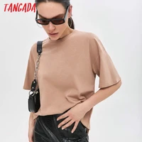tangada 2021 women purple oversized cotton t shirt high quality short sleeve ladies casual tee shirt street wear top 6l25