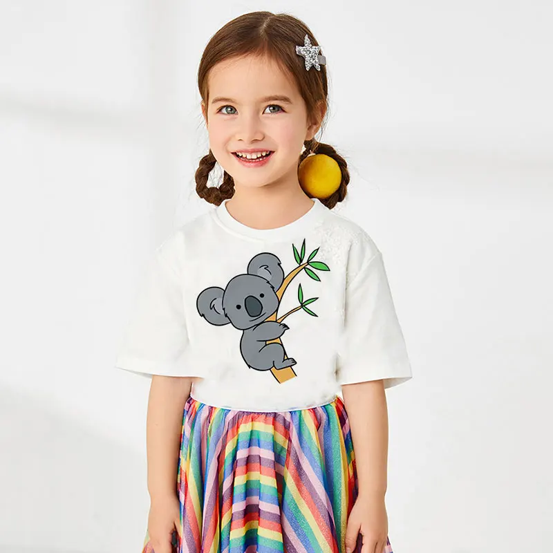 Модная детская футболка унисекс Милая коала с ежиком для девочек дизайнерская