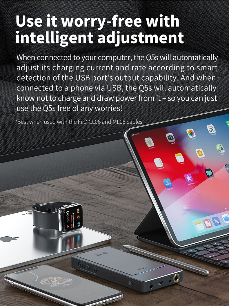 FiiO Q5s Bluetooth 5,0 Dual AK4493EQ DSD256 PCM 768 k/32 бит ЦАП и усилитель USB усилитель DAC для iPhone/компьютера/Android/sony