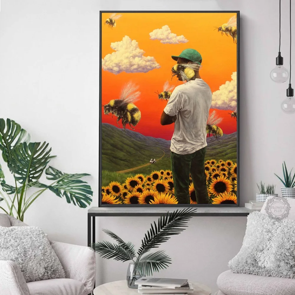 Горячий Tyler The Creator цветок мальчик рэп музыка хип хоп альбом звезда плакат искусство светлые холщовые домашняя, комнатная, Настенная Декор с печатью