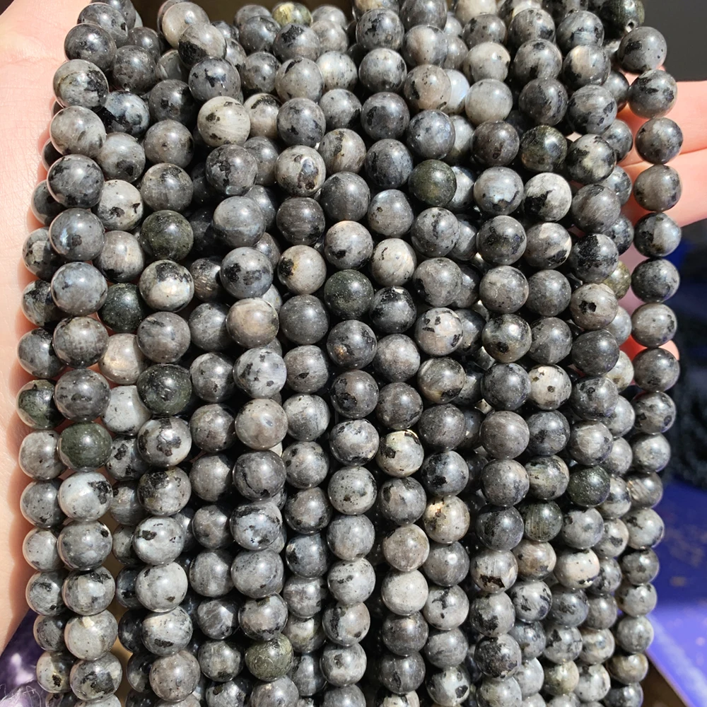 

Natural Labradorite Larvikite Stone Beads Black Round Loose Beads For Jewelry DIY Making Bracelet Necklace 15" 4/6/8/10/12mm