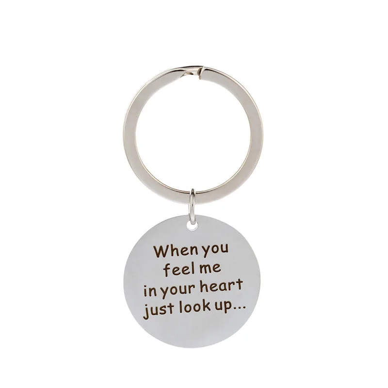 

When You Feel Me In Your Heart Couple Gift Fashion Stainless Steel Keychain Lettering Love Notes Key Chain DIY Custom Wholesale