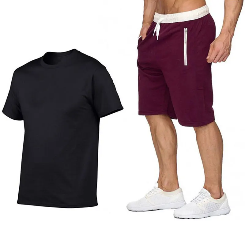

Fashion t-shirt Shorts Set Men Summer 2pc Tracksuit+Shorts Sets Beach Mens Casual Tee Shirts Set Sportswears S-XxXL