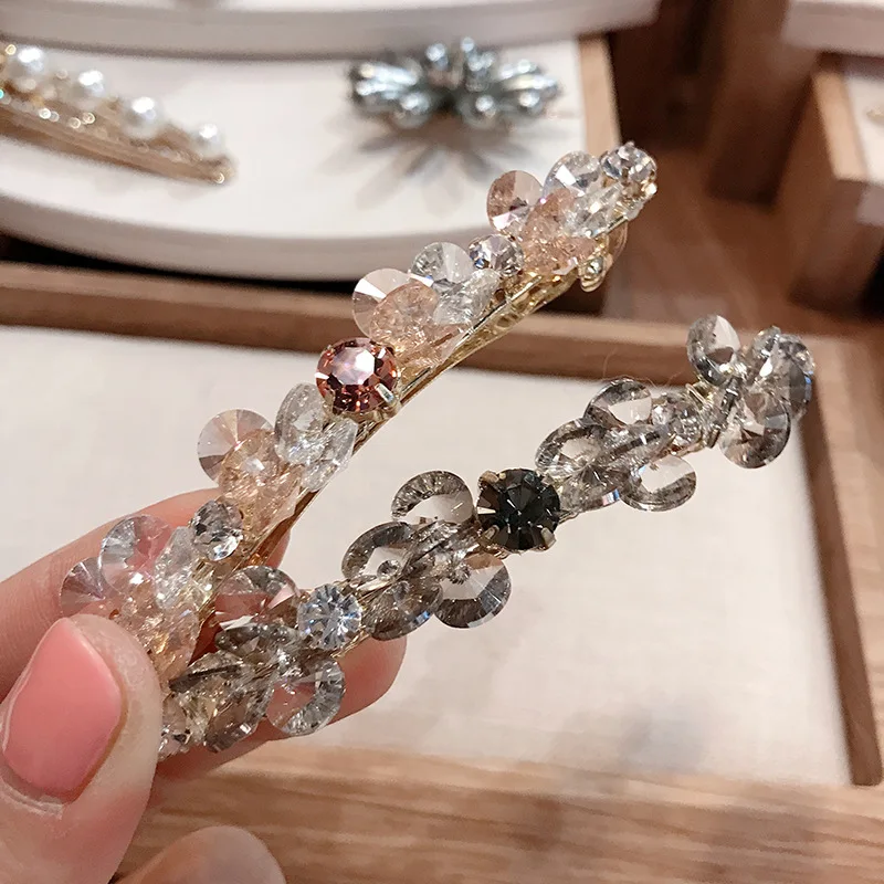 

Women Korean Crystal Hair Clips Lady Fashion Rhinestone Head Accessories