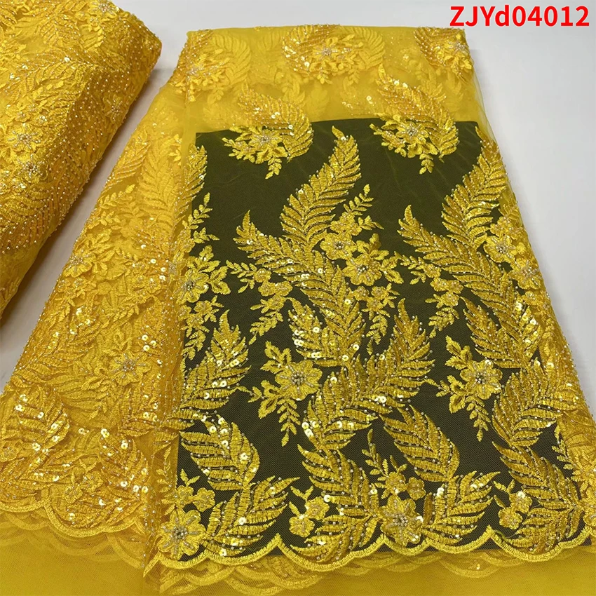

Noble French Beaded embroidery Clothes High End ​Nigerian Tulle Lace Fabrics Textiles For Wedding Party Dress ZJYD04012