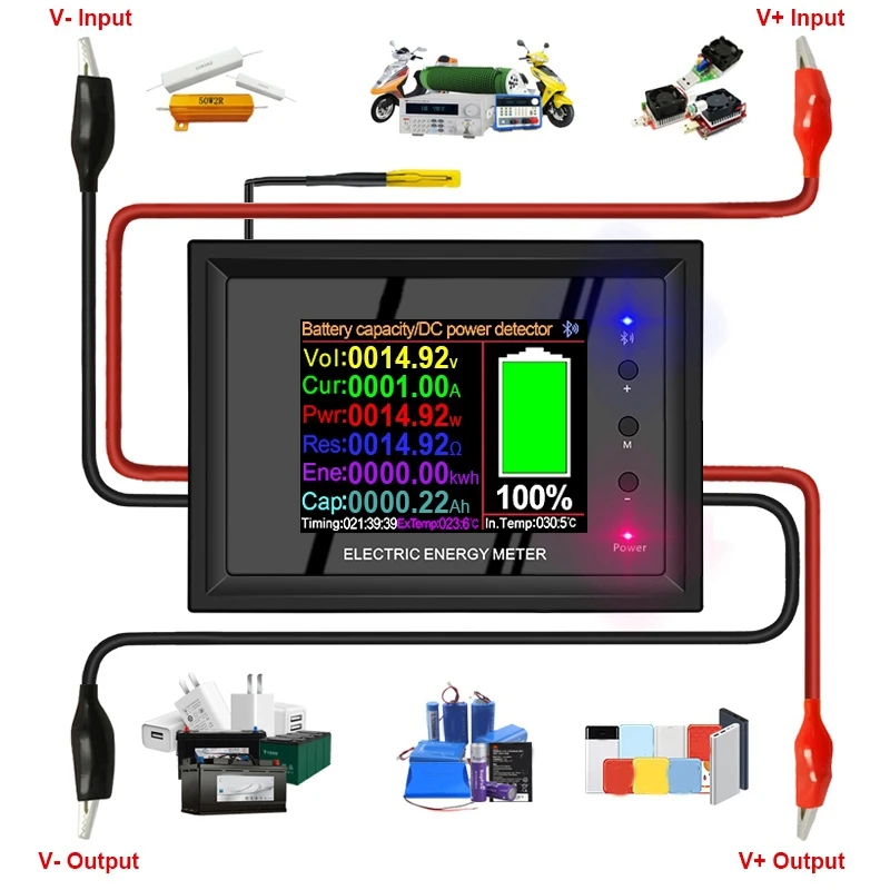DT24 HD IPS Bluetooth цифровой дисплей DC Power APP Вольтметр Амперметр батарея ёмкость тестер