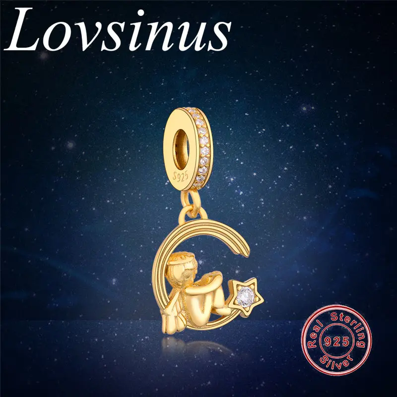 

Шарм-подвеска унисекс из серебра 100% пробы, в виде ангела и звезды