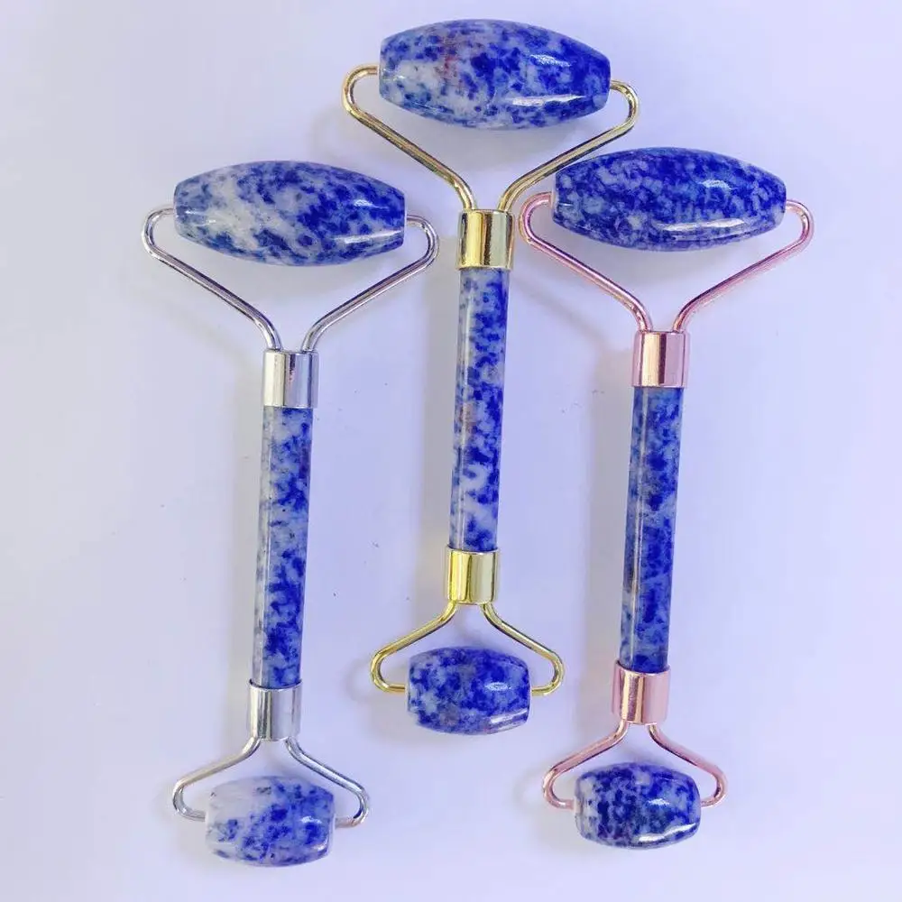 Оригинальный камень голубой Sodalite ролик для лица Gua Sha набор натуральный нефрит
