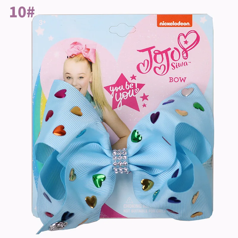 14 шт./лот 5 дюймов JOJO SIWA банты лента бант для волос с зажимы для волос банты Стразы центр Детские волосы для девочек Аксессуары Головные уборы