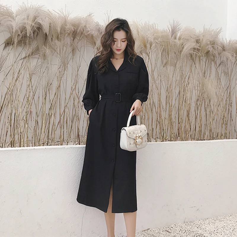 Женское офисное платье с длинным рукавом элегантное облегающее черное высокой