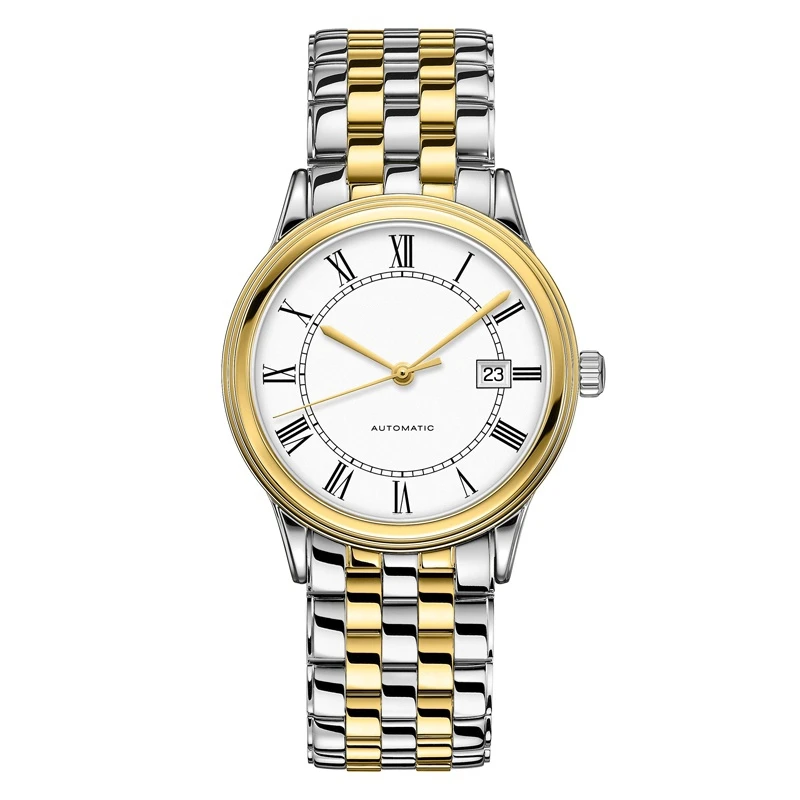 

High-end Automatic Mechanical Men's Watch New Style Gold-Plated Sapphire Glass Stainless Steel