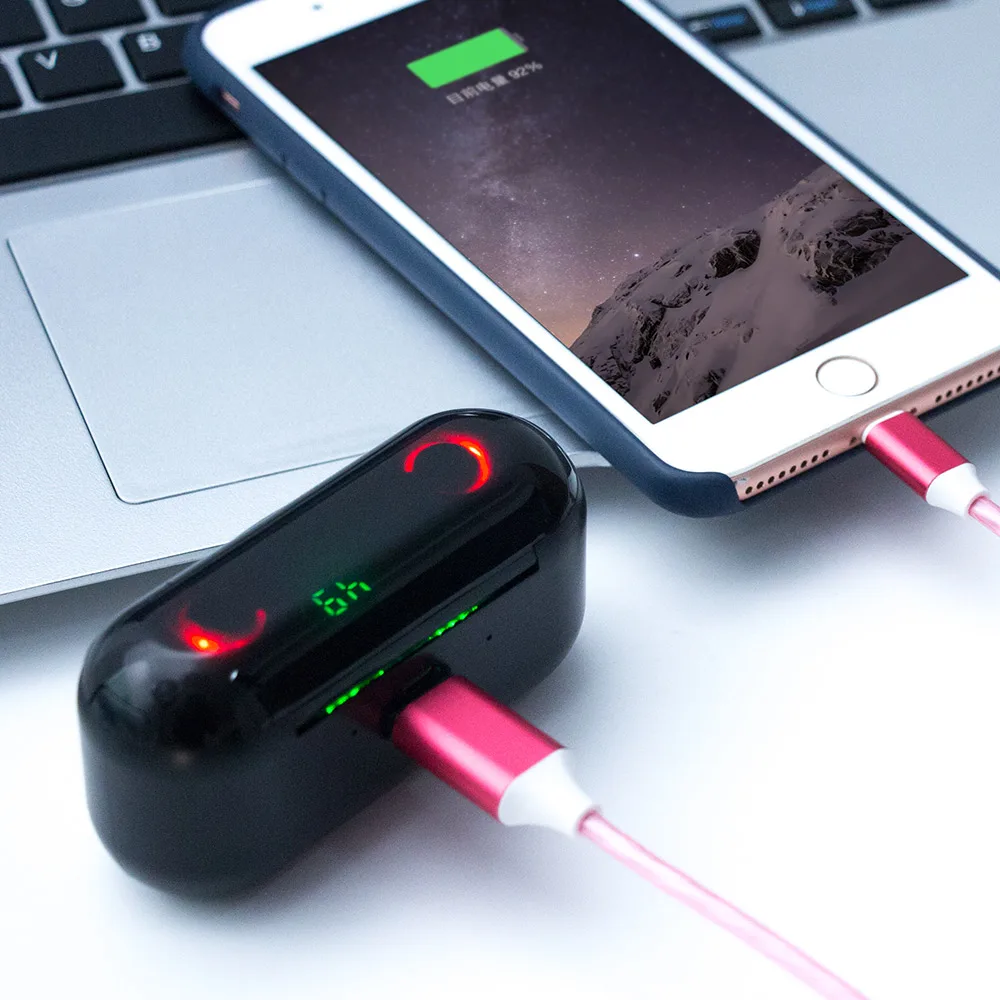 FLOVEME F9 Беспроводной Bluetooth наушники светодиодный Дисплей отпечатков пальцев