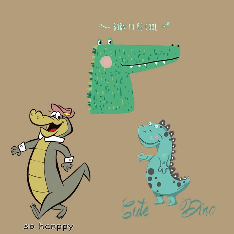 В мультипликационном стиле (Железный На милые животные нашивки в виде динозавра