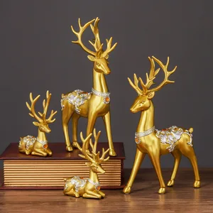 Chinese Creative Auspicious Deer Resin Crafts Elk Set Ornaments Home Wine Cabinet Decoration Furnishings Business Gifts
