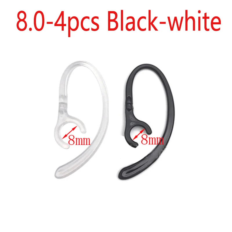 8.0-4pcs Black-white 2 шт./4 шт., зажим для наушников, крючок для наушников, крючок для наушников, вешалка для Bluetooth гарнитуры, 6,0 мм, 7,0 мм, 8,0 мм, 9,0 мм - Цвет: 8.0-4pcs Black-white
