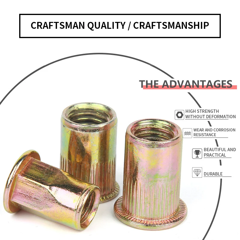 Набор гаек с плоской головкой из углеродистой стали 100 шт. | Инструменты