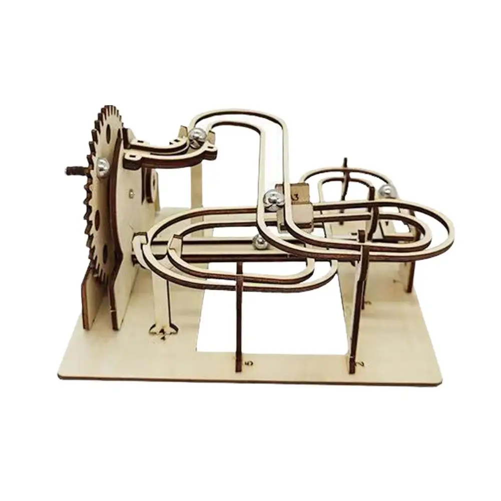 

3D Wooden Puzzles Marble Set Wooden Marble Ball Puzzle Mechanical Model Kit For Adults DIY Roller Coaster Toys Gifts For Boys/Gi