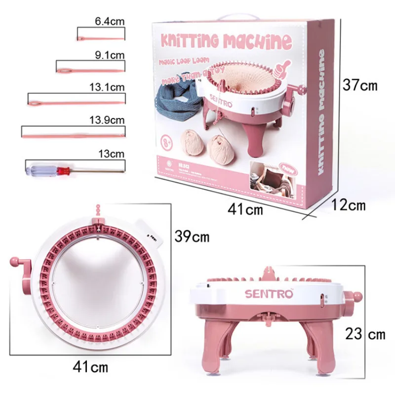 M&aacute;quina de tejer inteligente para adultos y ni&ntilde;os, telar de punto doble giratorio, bufanda, su&eacute;ter, sombrero, calcetines, 48 agujas-3