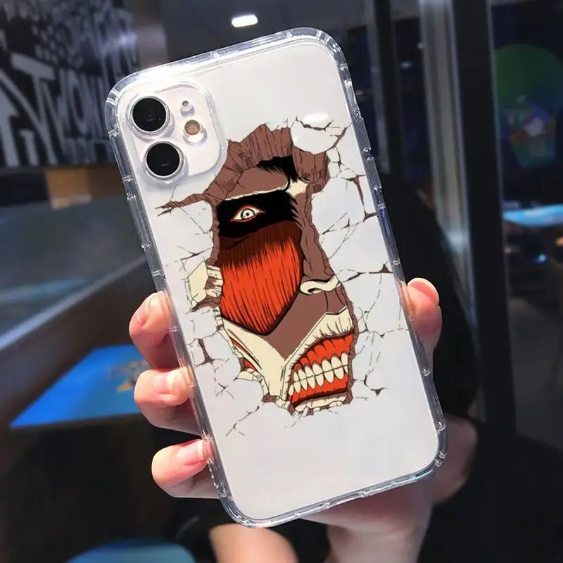 

Hot anime Attack on Titan Phone Case Transparent for iPhone 11 12 mini pro XS MAX 8 7 6 6S Plus X 5S SE 2020 XR