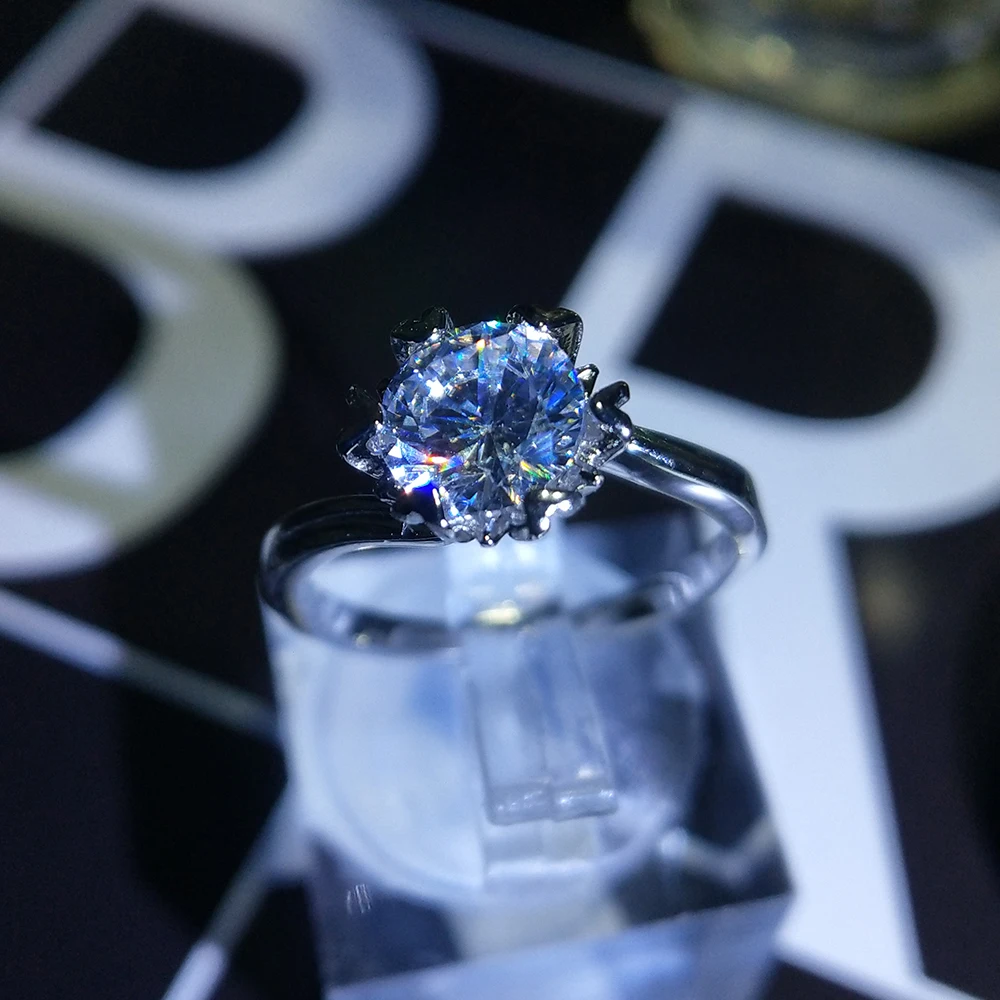 Снежинка 1.0ct 6 5 мм создания Свадебные Обручение кольца для Для женщин вечерние 925