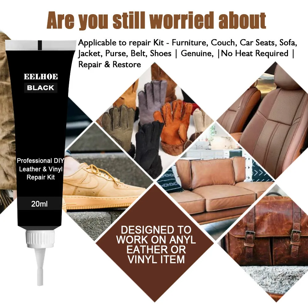 Комплект для ремонта черной кожи и винила-мебель диван автомобильные сиденья