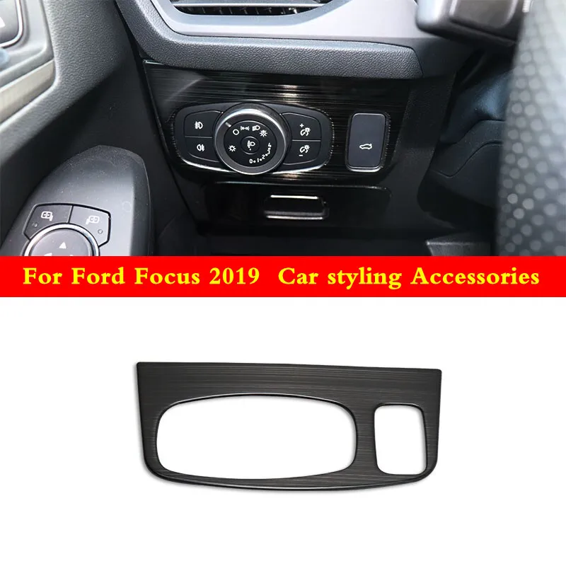 

For Ford Focus MK4 2019 2020 headlights switch cover Stainless Steel Interior Mouldings Car styling Accessories 1pcs