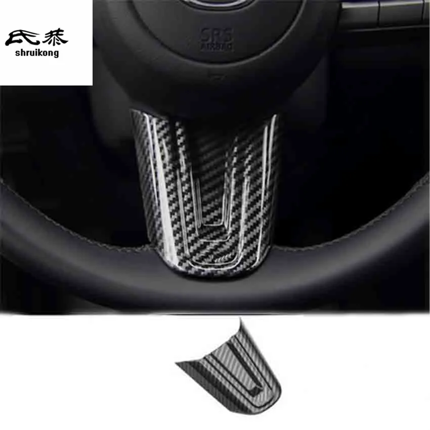 

1ot ABS carbon fiber grain car accessories steering wheel decoration cover for 2020 Mazda 3