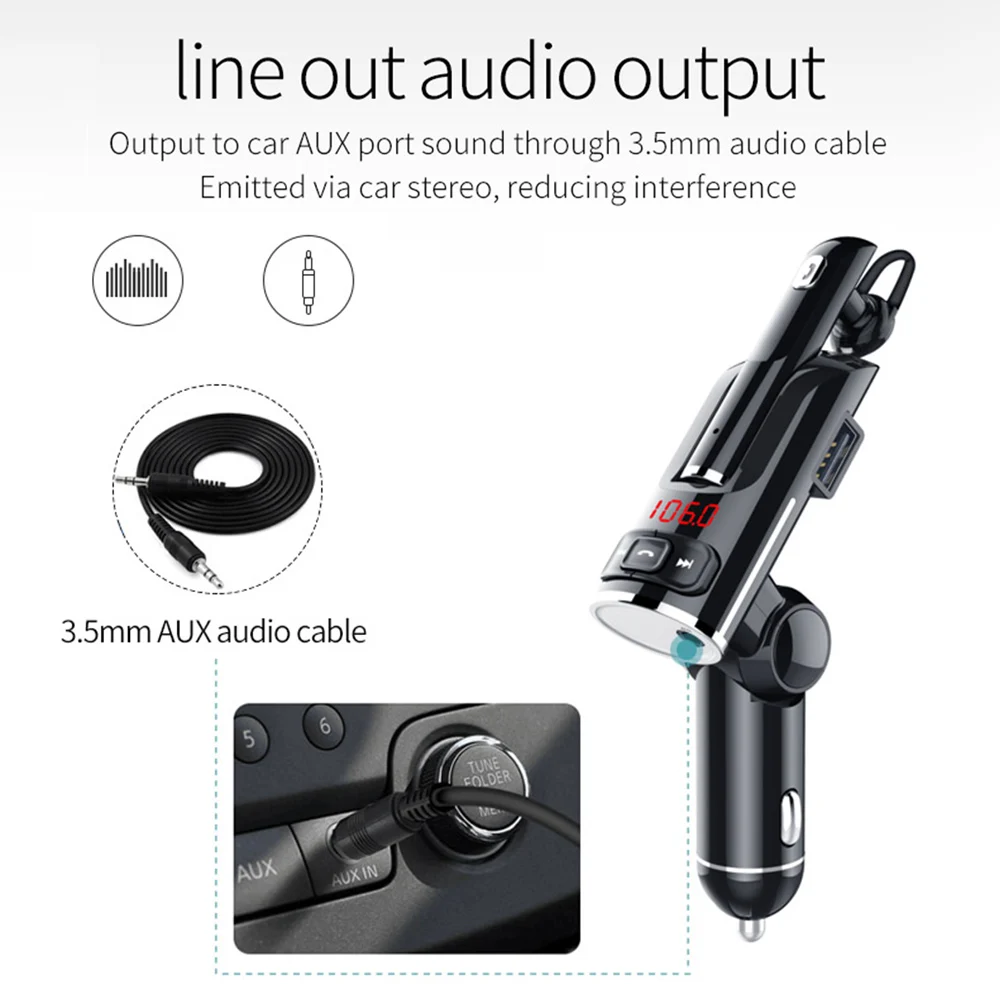 

Charge Intelligent Multifunction Usb Bluetooth Hands-Free Calling Music Audio Receiver U Disk/T fCar Music Player
