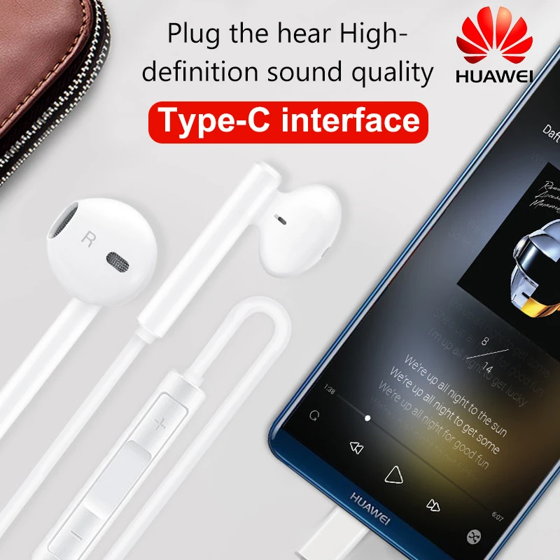 HUAWEI Earphone CM33 USB Type-C/AM116 3.5MM In Ear wired mic Volume Control Headset for huawei Mate 10 Pro P20 Por P30 | Электроника