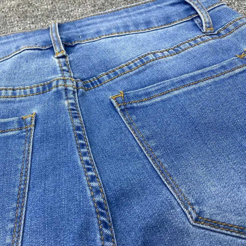 

2021 New Style In Spring Summer Trendy Brand High Waist Big Stretch and Tight Fitting Casual Versatile Tassel Denim Pants