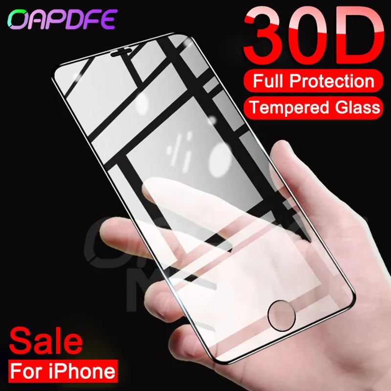 30D изогнутое полное покрытие из закаленного стекла для iPhone X XR XS Max 11 Pro Max Защита экрана для iPhone 8 7 6 6s Plus защитная пленка
