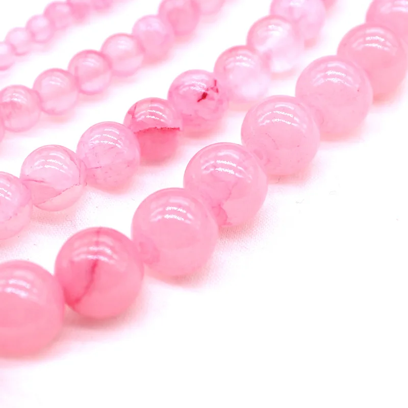 Распродажа натуральный розовый халцедон круглый камень бусины из нефрита 4 6 8 10