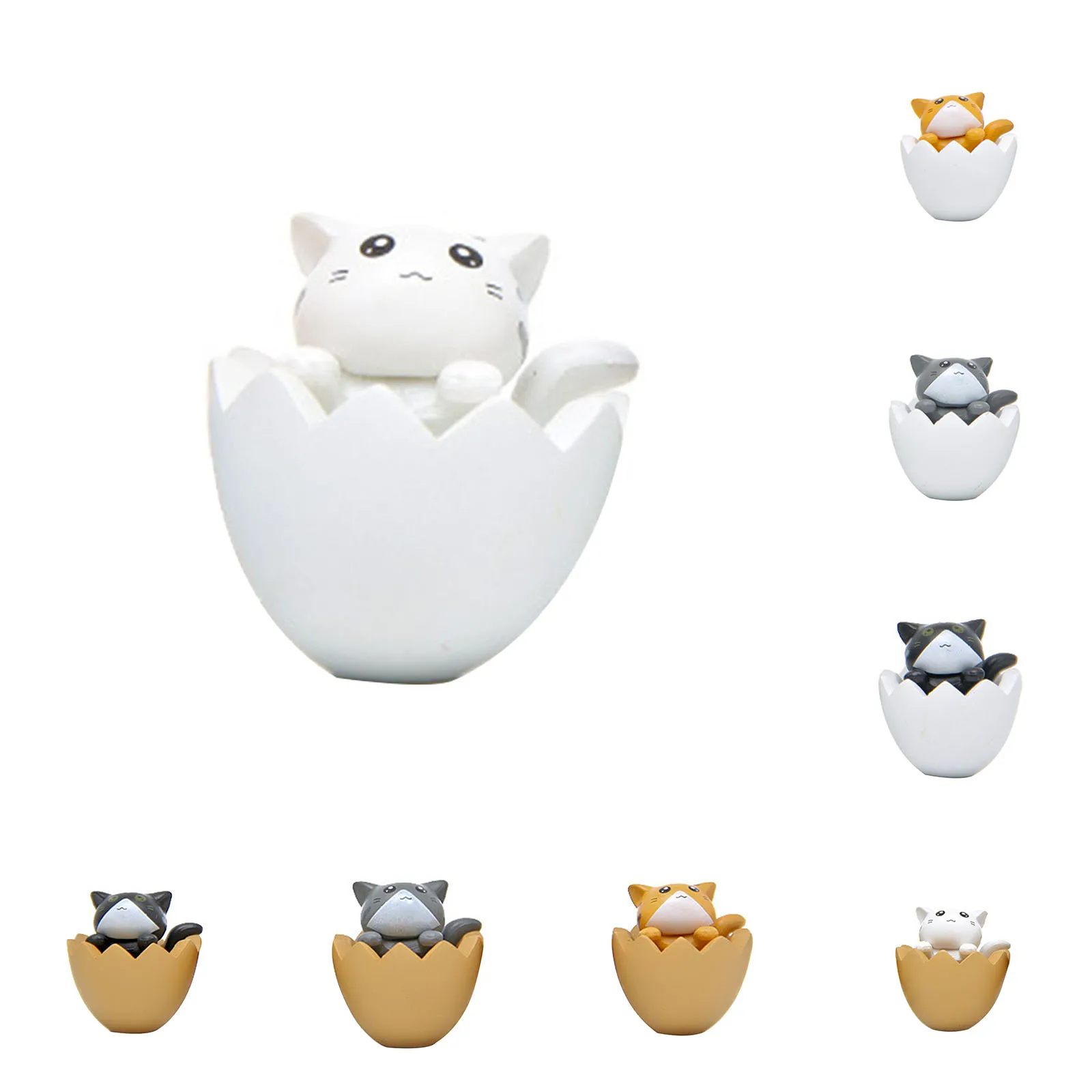 

Creative Cute Eggshell Cat Ornaments DIY Micro Landscape Multiple Styles Home Desktop Decorations Gardening Ornaments Kids Gifts