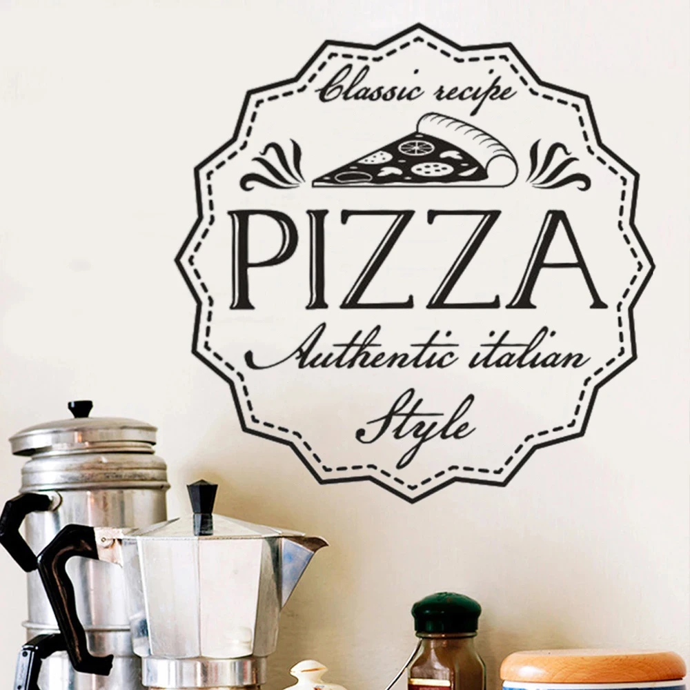 

Pizza Classic Recipe Wall Stickers Decor Italian Style Art Poster Removable Restaurant Pizza Shop Window Murals Decals DW8722